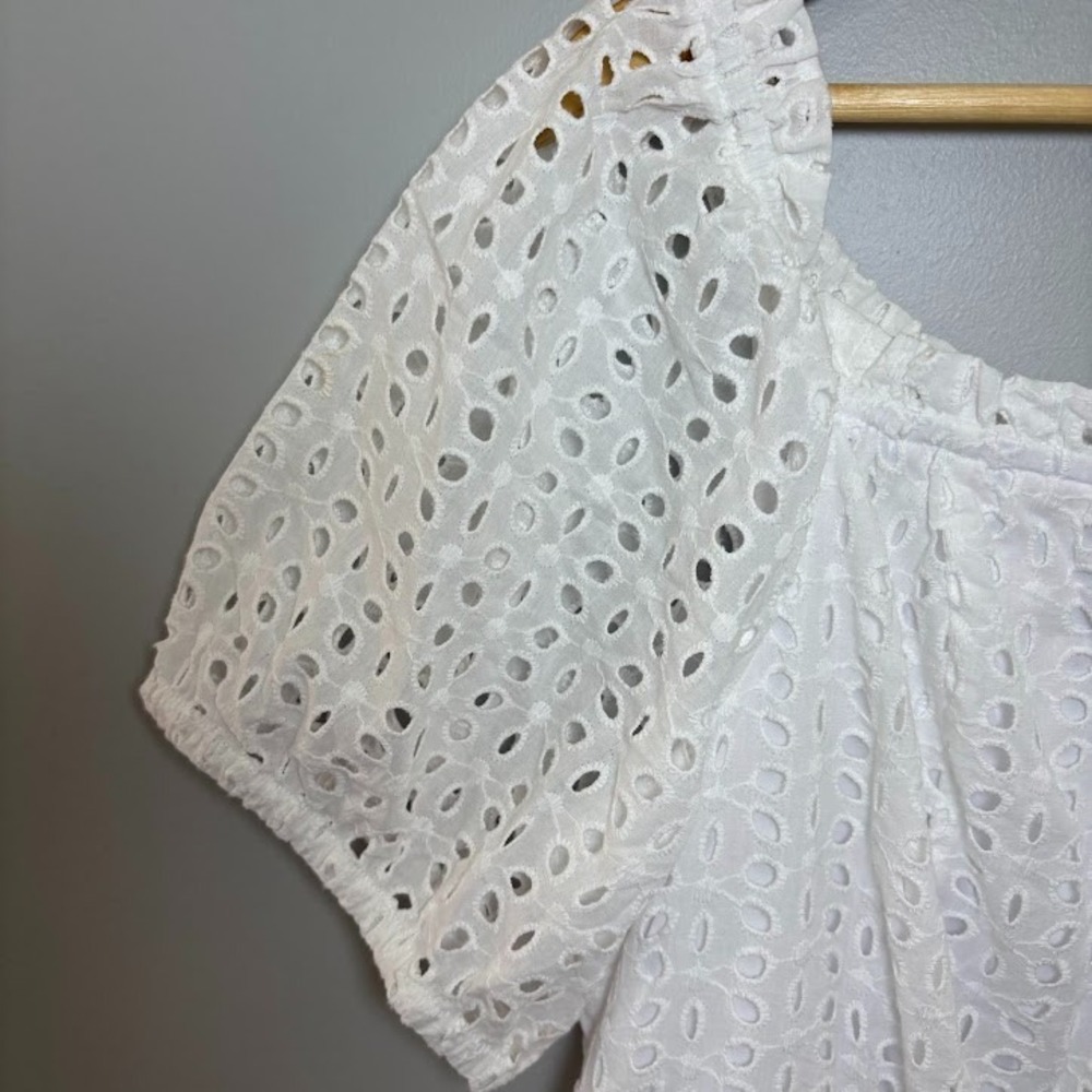 Lane Bryant Women‎ Plus Size 14W White Eyelet Dress Tiered, Puff Sleeves NWT - Picture 2 of 7